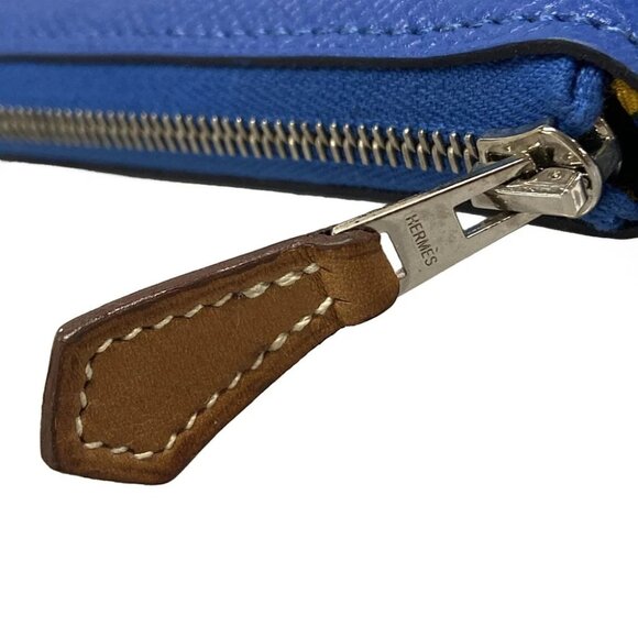Auth HERMES Azap Long Silkin - Bleu Zellige Veau Epsom C Long Wallet - Picture 10 of 11
